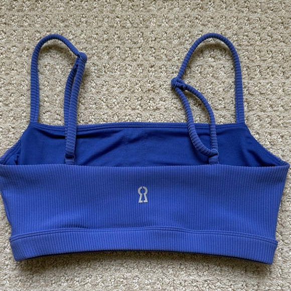 Blue Ribbed Sports Bra - Picture 2 of 3